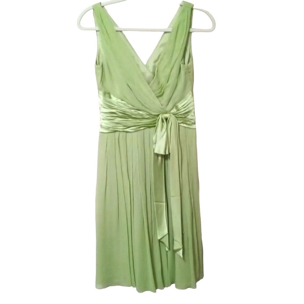 Green Evening Dress Size 4 Maggy London Silk Chiffon Crepe Elegant Retro Fairy